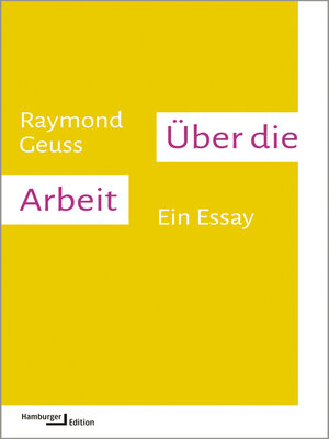 cover image of Über die Arbeit